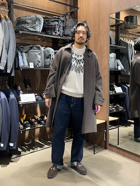 「アイテム（ステンカラーコート）」を使った、nonayuuさん（メンズ・173cm・30代）の冬コーディネート