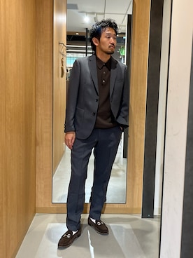 「URBAN RESEARCH DOORS（アーバンリサーチドアーズ）のLIFE STYLE TAILOR　リネンライク千鳥柄コンフォータブルジャケット（テーラードジャケット、グレー系）」を使った、nonayuuさん（メンズ・173cm）の夏コーディネート