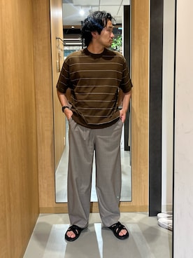 「URBAN RESEARCH DOORS（アーバンリサーチドアーズ）のT/W Tropical Curve Pants（その他パンツ、ブラウン系）」を使った、nonayuuさん（メンズ・173cm）の夏コーディネート
