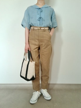 「L.L.Bean（エルエルビーン）のアイテム」を使った、nanaのフレンチ服さん（レディース・155cm）の夏コーディネート