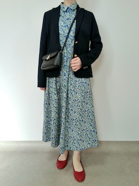 「agnes b.（アニエスベー）のレザーショルダーバッグ  "The b."  IS12F-11（ショルダーバッグ、ブラック系）」を使った、nanaのフレンチ服さん（レディース・155cm）の春コーディネート