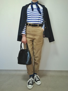 「TIDEWAY（タイドウェイ）のアイテム」を使った、nanaのフレンチ服さん（レディース・155cm）の春コーディネート