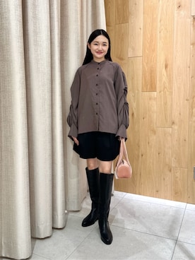 「EMMEL REFINES（エメルリファインズ）のアイテム（トップス）」を使った、CHIHARAさん（レディース・159cm）の秋コーディネート