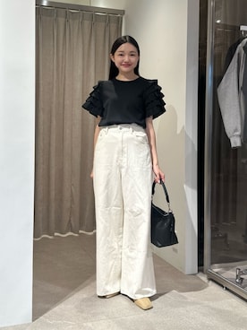 「EMMEL REFINES（エメルリファインズ）のアイテム（パンツ）」を使った、CHIHARAさん（レディース・159cm）の夏コーディネート