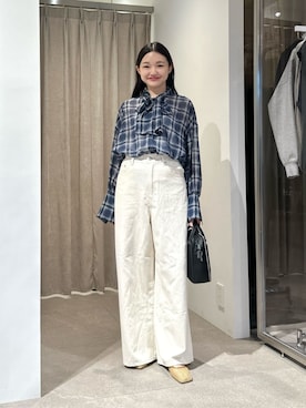 「EMMEL REFINES（エメルリファインズ）のアイテム（パンツ）」を使った、CHIHARAさん（レディース・159cm）の夏コーディネート