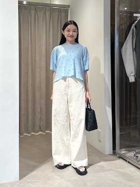 「EMMEL REFINES（エメルリファインズ）のアイテム（パンツ）」を使った、CHIHARAさん（レディース・159cm）の夏コーディネート