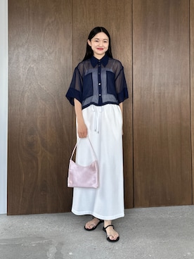 「EMMEL REFINES（エメルリファインズ）のアイテム」を使った、CHIHARAさん（レディース・159cm）の夏コーディネート