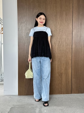 「EMMEL REFINES（エメルリファインズ）のアイテム」を使った、CHIHARAさん（レディース・159cm）の夏コーディネート