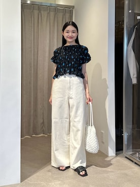 「EMMEL REFINES（エメルリファインズ）のアイテム」を使った、CHIHARAさん（レディース・159cm）の夏コーディネート