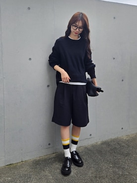 「UNIQLO（ユニクロ）のアイテム（トップス、ブラック系）」を使った、ARINA / 杉本侑菜さん（レディース・163cm）の春コーディネート