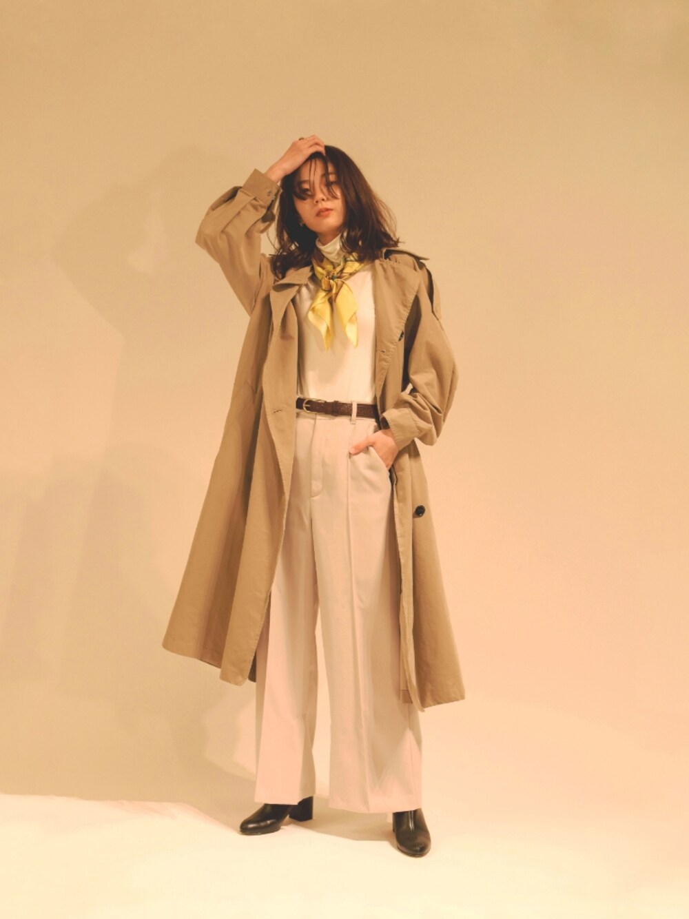 ZARA ロング丈スカーフトレンチコート 4749/706 ロング丈スカーフトレンチコート - ライトベージュ | ZARA Japan