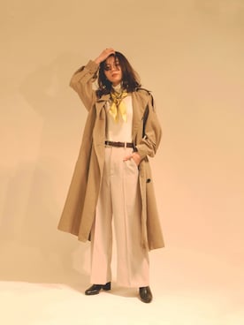 「レトロ」｜「アイテム（トレンチコート）」を使った、ARINA / 杉本侑菜さん（レディース・163cm）の秋コーディネート