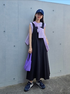 「ストライプシャツ」｜「アイテム（タンクトップ）」を使った、ARINA / 杉本侑菜さん（レディース・163cm）の秋コーディネート