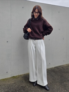 「アイテム（ボストンバッグ）」を使った、ARINA / 杉本侑菜さん（レディース・163cm）の秋コーディネート