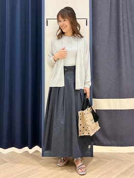 「grove（グローブ）の高評価！【接触冷感／UVカットetc】ベーシックショートカーディガン（カーディガン/ボレロ、グレー系）」を使った、Orikaさん（レディース・154cm）の夏コーディネート