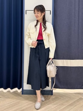 「アイテム（デニムジャケット、ホワイト系）」を使った、Orikaさん（レディース・154cm）の春コーディネート