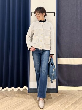 「Lee（リー）のアイテム（トートバッグ）」を使った、Orikaさん（レディース・154cm）の冬コーディネート