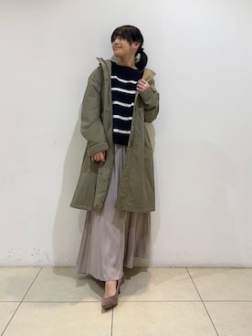 「アイテム（モッズコート、グリーン系）」を使った、watanabeさん（レディース・153cm）の春コーディネート