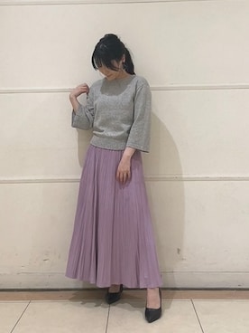 「アイテム（スカート、パープル系）」を使った、watanabeさん（レディース・153cm）の秋コーディネート