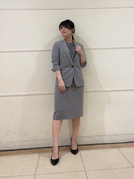 「アイテム（スーツスカート、グレー系）」を使った、watanabeさん（レディース・153cm）の夏コーディネート