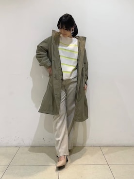 「アイテム（モッズコート、グリーン系）」を使った、watanabeさん（レディース・153cm）の春コーディネート