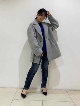「アイテム（ピーコート、グレー系）」を使った、watanabeさん（レディース・153cm）の秋コーディネート