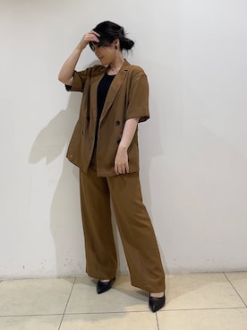 「アイテム（テーラードジャケット、イエロー系）」を使った、watanabeさん（レディース・153cm）の夏コーディネート