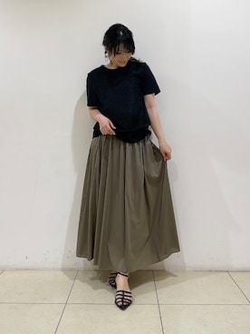 「INDIVI（インディヴィ）の【洗える】レイヤード風レースコンビTシャツ（Tシャツ/カットソー）」を使った、watanabeさん（レディース・153cm）の夏コーディネート