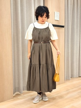 「grove（グローブ）のアイレットレースカットソー（Tシャツ/カットソー、ホワイト系）」を使った、ふるさん（レディース・157cm）の夏コーディネート