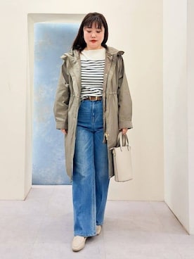 「アイテム（モッズコート、グリーン系）」を使った、ふるさん（レディース・157cm）の冬コーディネート