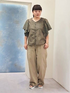 「Lee（リー）のアイテム（その他パンツ）」を使った、ふるさん（レディース・157cm）の夏コーディネート