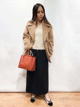 「アイテム（ピーコート、ベージュ系）」を使った、kanaさん（レディース・159cm）の秋コーディネート
