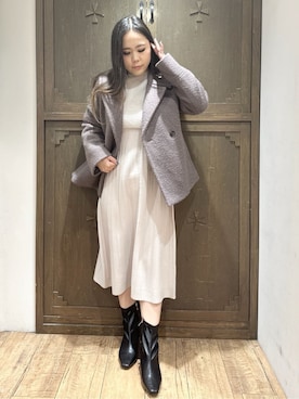 「アイテム（ピーコート、ブラウン系）」を使った、kanaさん（レディース・159cm）の冬コーディネート