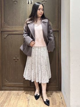 「アイテム（ピーコート、ブラウン系）」を使った、kanaさん（レディース・159cm）の冬コーディネート