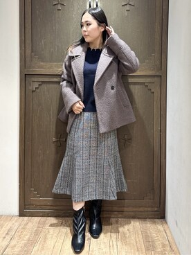 「アイテム（ピーコート、ブラウン系）」を使った、kanaさん（レディース・159cm）の秋コーディネート
