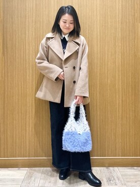 「アイテム（ピーコート、ベージュ系）」を使った、aさん（レディース・160cm）の秋コーディネート