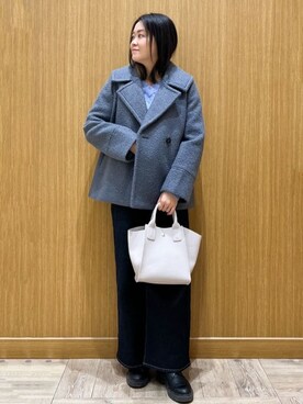 「アイテム（ピーコート、グレー系）」を使った、aさん（レディース・160cm）の冬コーディネート