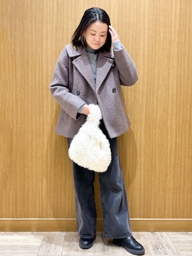 「アイテム（ピーコート、ブラウン系）」を使った、aさん（レディース・160cm）の秋コーディネート