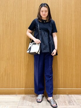 「OPAQUE.CLIP（オペークドットクリップ）の◆ペプラムドッキングカットソー【洗濯機洗い可】（Tシャツ/カットソー）」を使った、aさん（レディース・160cm）の春コーディネート