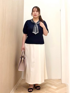 「アイテム（トートバッグ、ピンク系）」を使った、akariさん（レディース・158cm）の夏コーディネート