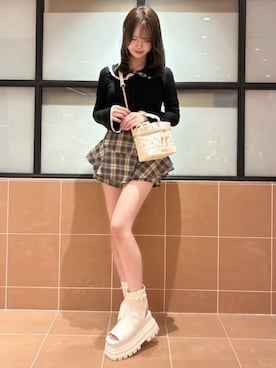 「ESPERANZA（エスペランサ）のボリューム厚底ブーツサンダル（ブーツ、ホワイト系）」を使った、Arisaさん（レディース・159cm）の夏コーディネート