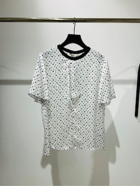 「COUP DE CHANCE（クードシャンス）の◆【洗える】フリルデザインブラウス（Shirts、ホワイト系）」を使った、梶さん（レディース・162cm）の夏コーディネート