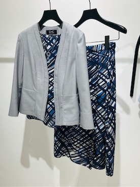 「COUP DE CHANCE（クードシャンス）の◆【手洗い可／日本製】ノーカラージャケット（Collarless jacket、グレー系）」を使った、梶さん（レディース・162cm）の夏コーディネート