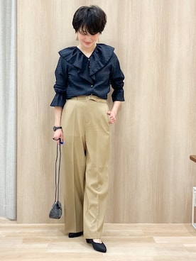 「grove（グローブ）のアイテム（パンツ）」を使った、Keiさん（レディース・158cm）の春コーディネート