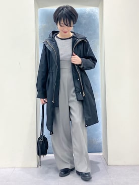 「アイテム（モッズコート、ブラック系）」を使った、Keiさん（レディース・158cm）の冬コーディネート