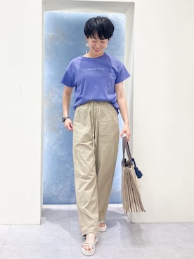 「Lee（リー）のアイテム（その他パンツ）」を使った、Keiさん（レディース・158cm）の夏コーディネート
