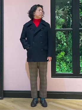 「アイテム（モッズコート、グリーン系）」を使った、Nagaseさん（メンズ・176cm）の冬コーディネート