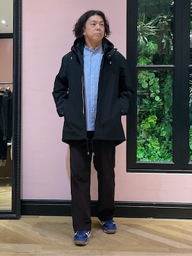 「アイテム（モッズコート、ブラック系）」を使った、Nagaseさん（メンズ・176cm）の秋コーディネート
