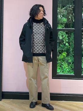 「アイテム（モッズコート、ブラック系）」を使った、Nagaseさん（メンズ・176cm）の冬コーディネート