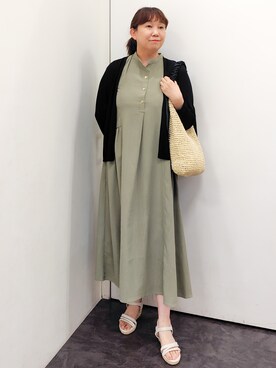 「grove（グローブ）の【接触冷感／UVカットetc】ベーシックショートカーディガン（カーディガン/ボレロ、ブラック系）」を使った、こんちゃんさん（レディース・162cm）の夏コーディネート